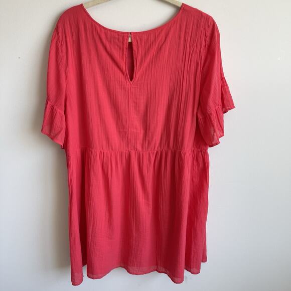 Crown & Ivy Plus Size 2X Flutter Short Sleeves Floral Embroidered Dress Boho - Picture 5 of 12